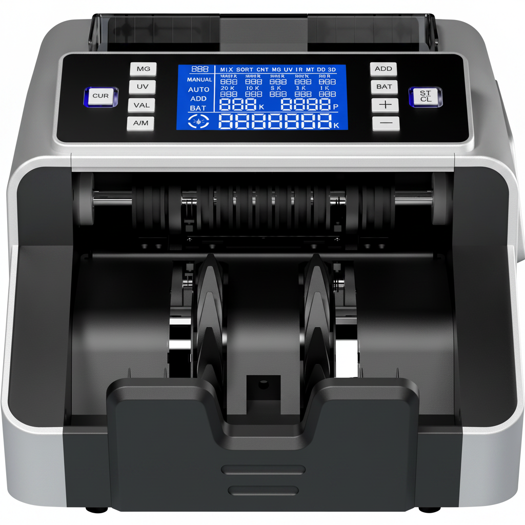 Silver Black Currency Counting Machine Front View
