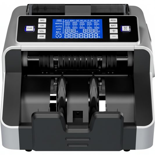 Silver Black Currency Counting Machine Front View